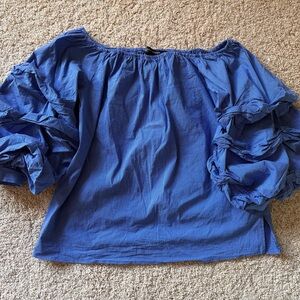 Zara Women blue XS Top With Puffy Sleeves